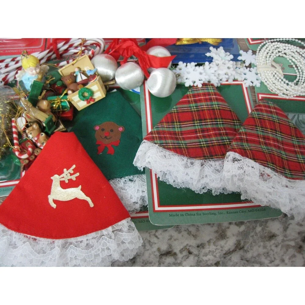 Huge Lot Sterling Itty Bitty Ornaments Tree Toppers Garland Mini Christmas Tree